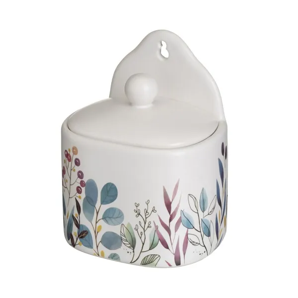 Sālstrauciņš ar Vāku BERRIES Balts Sarkans Zaļš Keramika 500 ml 12 x 8,5 x 15 cm