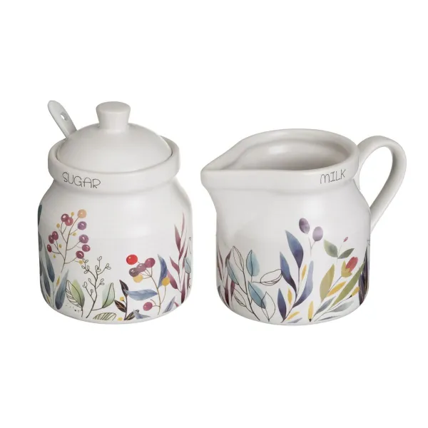 Piena un cukura trauks BERRIES Balts Sarkans Zaļš Keramika 250 ml 18,5 x 9 x 10 cm
