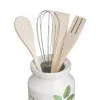 Pot for Kitchen Utensils GREENS Wood Metal Stoneware 12 x 12 x 13 cm