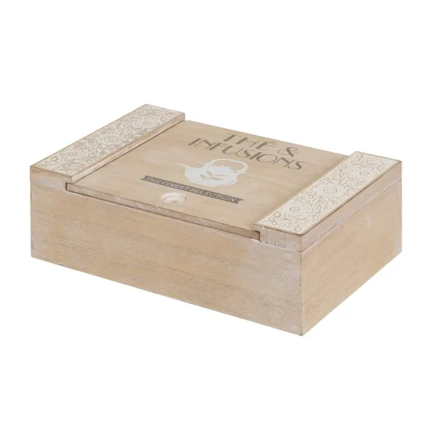 Dėžutė arbatai Balta Natūralus Medžio MDF 24 x 16 x 7,5 cm