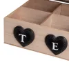 Box for Infusions HEARTS Black Natural Polyresin MDF Wood 24 x 17 x 7 cm
