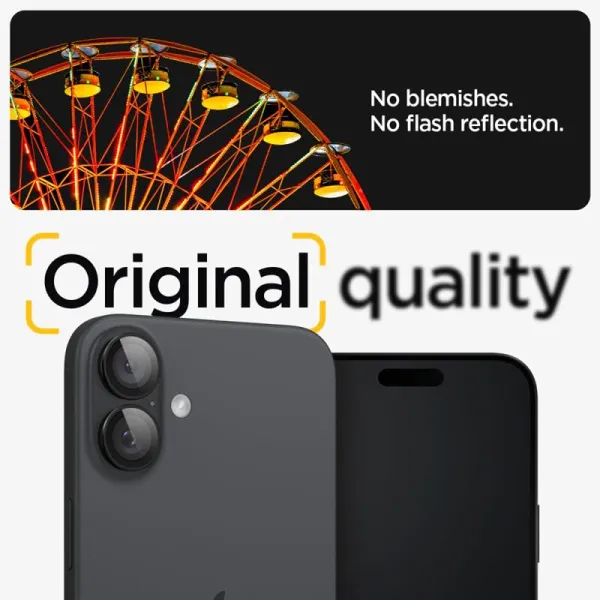 Spigen Optik Pro GLAS.TR EZ Fit Camera Protector 2-Pack - Lens Protector for iPhone 17 / 16 / 16 Plus (2 pcs) (Black)
