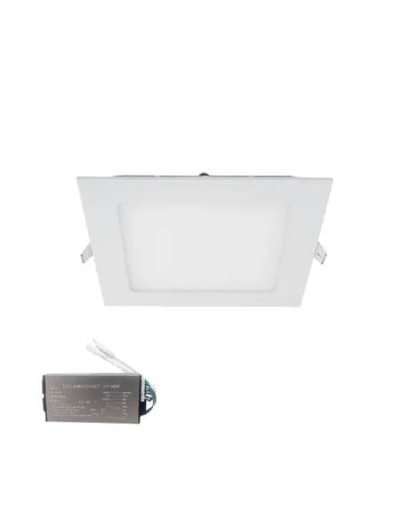 STELLAR LED PANEL SQUARE RECESSED MOUNT 12W 2700K+ EMERGENCY KIT