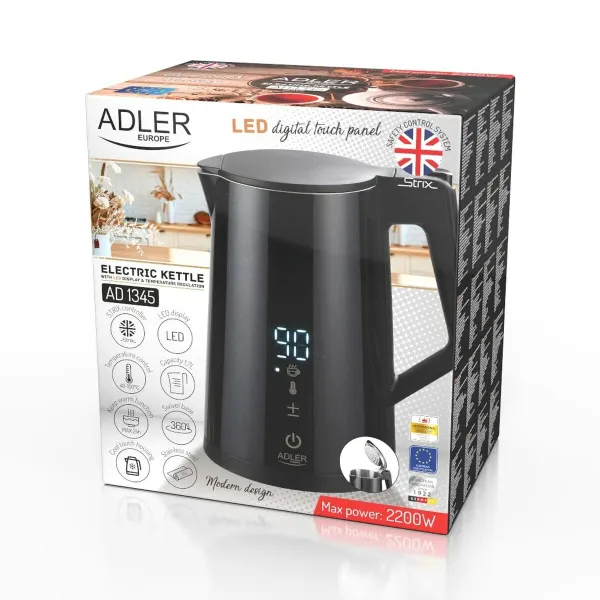 Virdulys Adler AD 1345b Juoda Nerūdijantis plienas 2200 W 1850 W 1,7 L