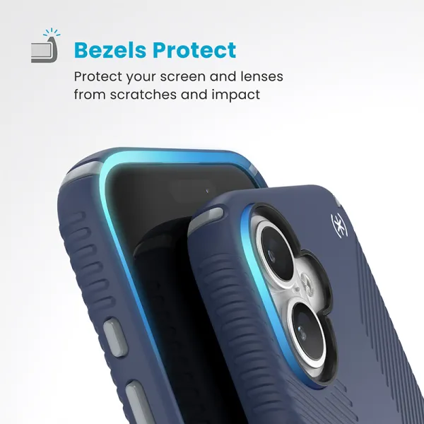 Speck Presidio2 Grip - iPhone 16 Case (Coastal Blue / Dust Gray / White)