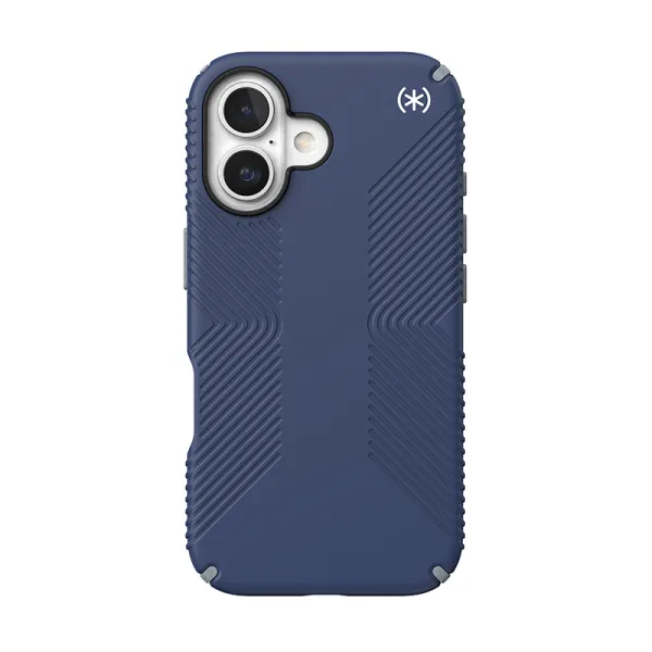 Speck Presidio2 Grip - iPhone 16 Case (Coastal Blue / Dust Gray / White)