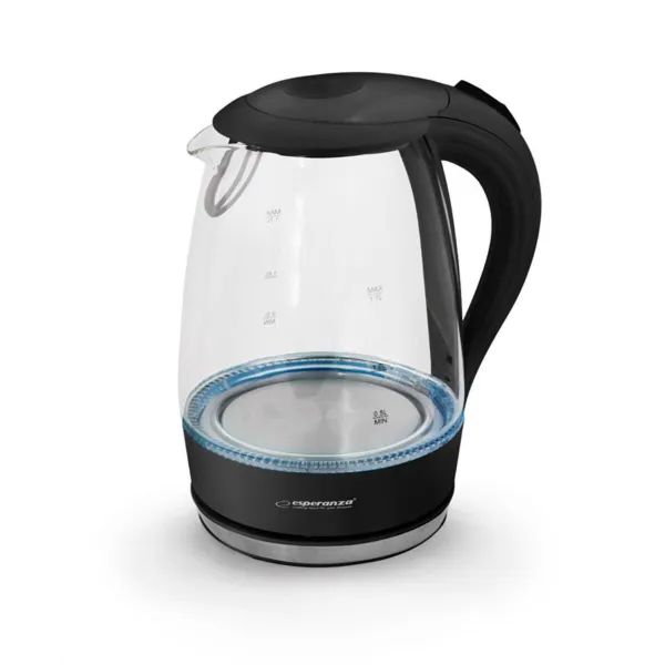 Vedenkeitin Esperanza Musta Lasi Muovinen 2200 W 1,7 L
