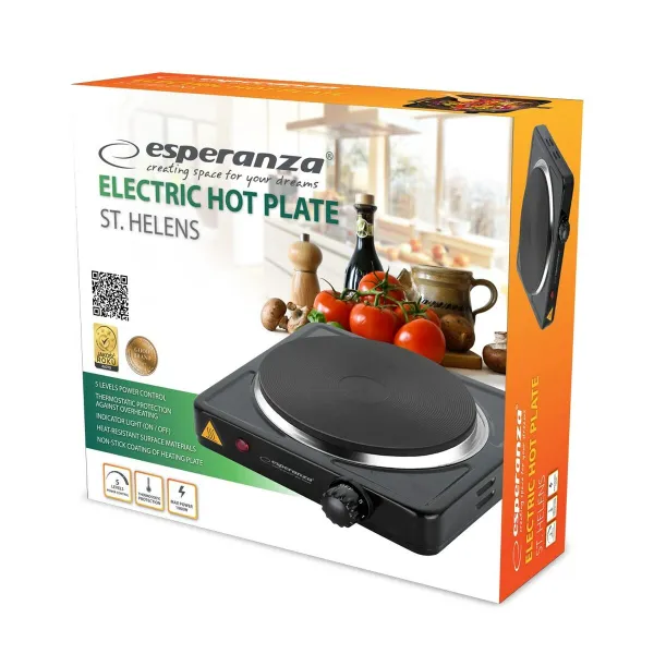 Elektriskā Plītiņa Esperanza EKH003K Melns 1000 W 21 x 6 x 21 cm