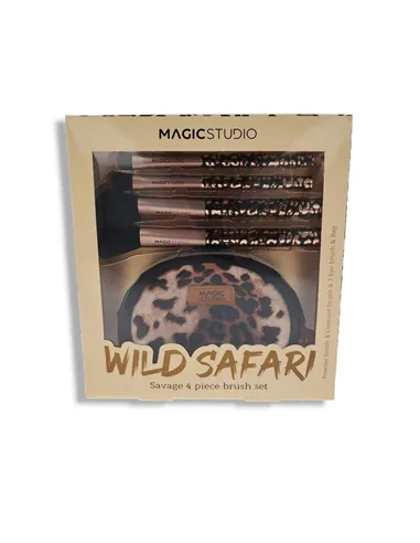 Set of Make-up Brushes Magic Studio Wild Safari Savage 4 Pieces