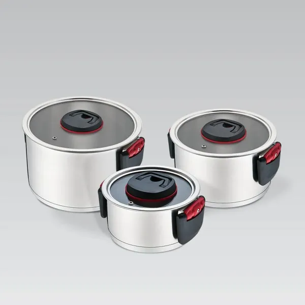 Casserole with Lid Feel Maestro MR-3530-6 Red Black Steel Stainless steel Plastic Ø 24 cm Ø 20 cm Ø 16 cm 1,5 L 5,8 L 3,2 L (6 P