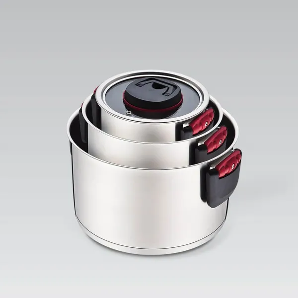 Casserole with Lid Feel Maestro MR-3530-6 Red Black Steel Stainless steel Plastic Ø 24 cm Ø 20 cm Ø 16 cm 1,5 L 5,8 L 3,2 L (6 P