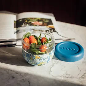 Quokka Bubble Food Jar - Food Container / Lunchbox 770 ml (Blue Peonies)