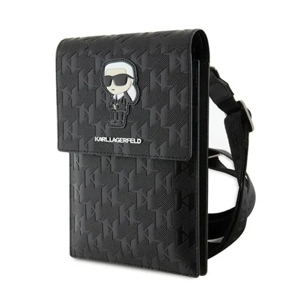 Karl Lagerfeld Saffiano Monogram Ikonik - Phone crossbody bag (black)