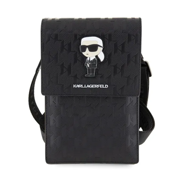 Karl Lagerfeld Saffiano Monogram Ikonik - Phone crossbody bag (black)