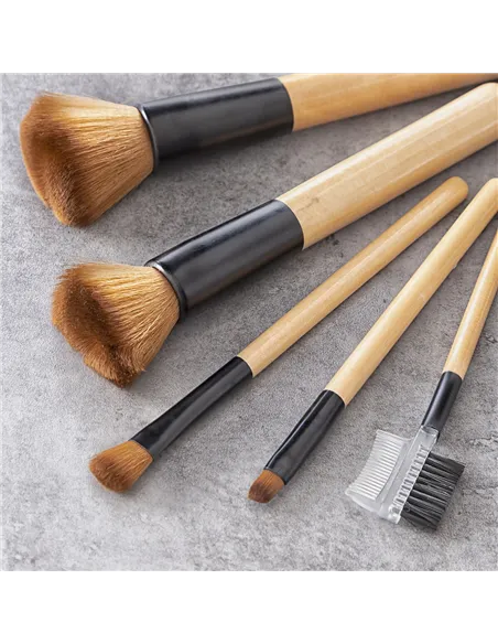 Set of Wooden Make-up Brushes with Carry Case Miset InnovaGoods 5 Units