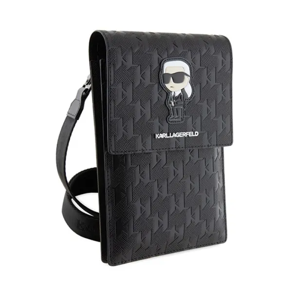 Karl Lagerfeld Saffiano Monogram Ikonik - Phone crossbody bag (black)