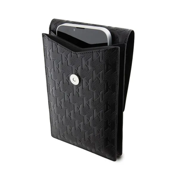 Karl Lagerfeld Saffiano Monogram Ikonik - Phone crossbody bag (black)