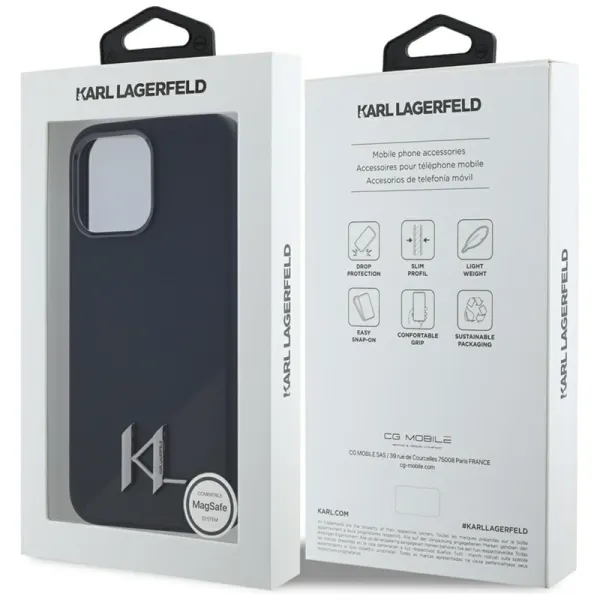 Karl Lagerfeld Silicone Shadow Metal Initial MagSafe - Case for iPhone 15 Pro Max (black)
