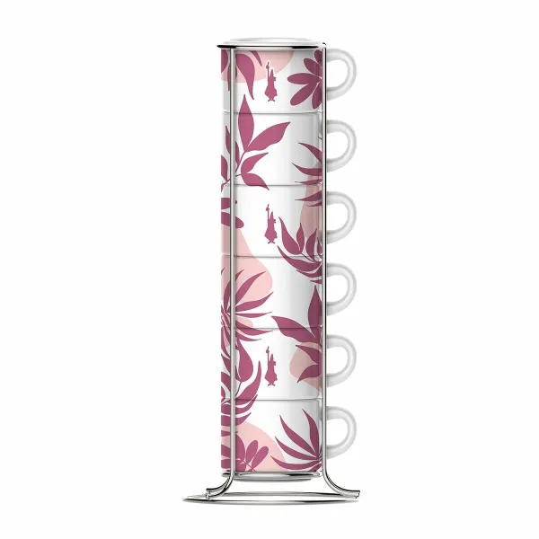 6-osainen kahvikuppisetti Bialetti 29596 Valkoinen Pinkki Posliini 90 ml (6 osaa)