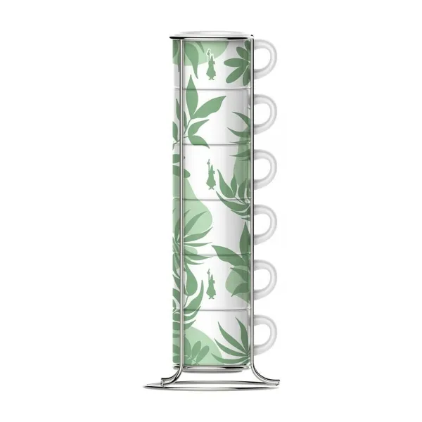 Набор из 6 кофейных чашек Bialetti 29597 Белый Зеленый Фарфор 90 ml (6 штук)