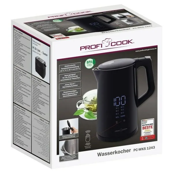 Tējkanna Proficook PC-WKS 1243 Melns Nerūsējošais tērauds 2200 W 1,7 L