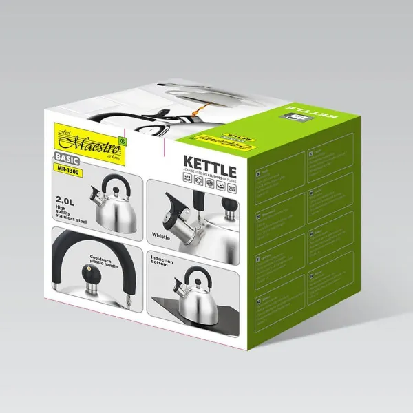 Teapot Feel Maestro MR-1300 Black Silver Stainless steel 2 L
