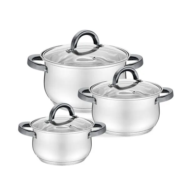 Casserole with Lid Feel Maestro MR-3522-6M-BLACK Silver Steel Stainless steel Ø 18 cm Ø 20 cm Ø 16 cm 2,5 L 1,8 L 3,5 L (6 Piece