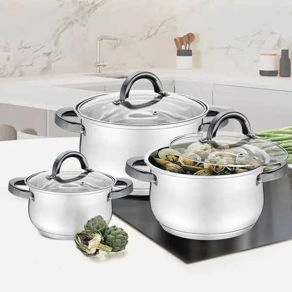 Puodai su dangteliu Feel Maestro MR-3522-6M-BLACK Sidabras Plienas Nerūdijantis plienas Ø 18 cm Ø 20 cm Ø 16 cm 2,5 L 1,8 L 3,5 