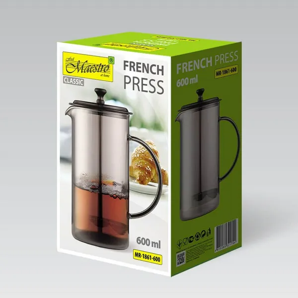 Tējkanna Feel Maestro MR-1861-600 Melns Caurspīdīgs Nerūsējošais tērauds Borosilikāta glāze 600 ml