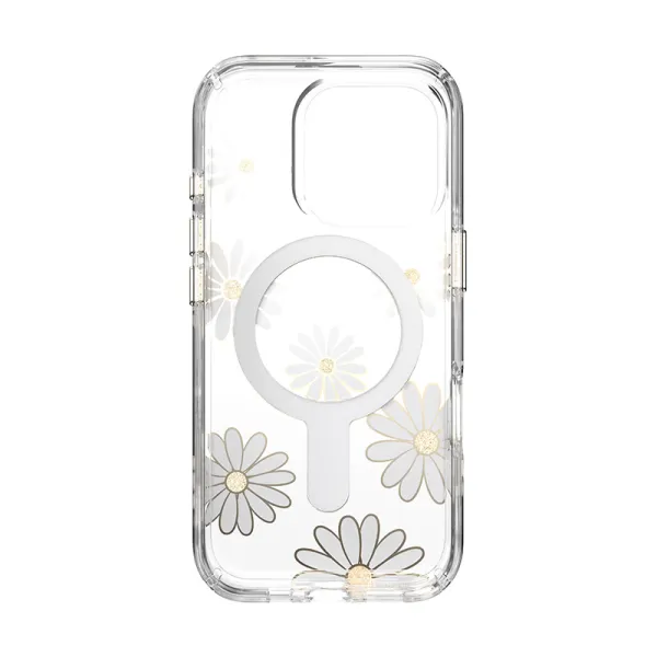 Speck Presidio Lux ClickLock & MagSafe - iPhone 16 Pro Case (Sunshine Daisies / Clear / Gold)