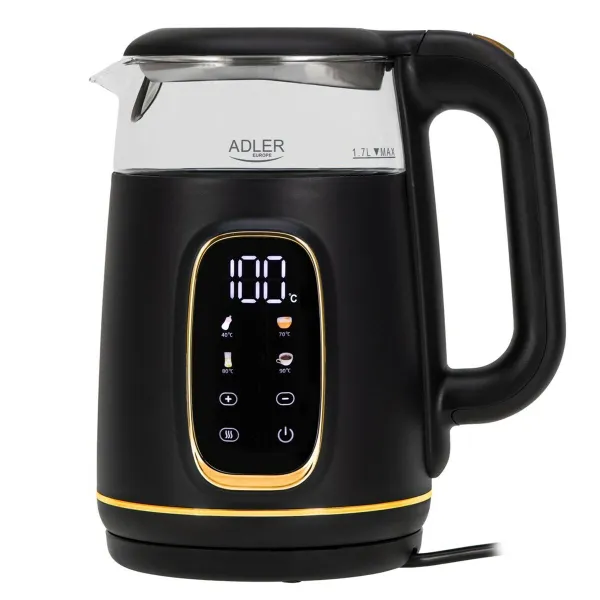 Vedenkeitin Adler AD 1305bg Musta Kulta 2200 W 1,7 L