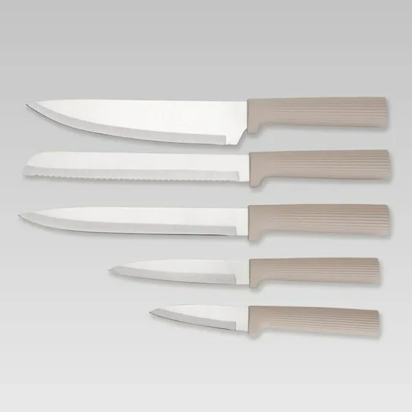 Set of Kitchen Knives and Stand Feel Maestro MR-1412-BEIGE