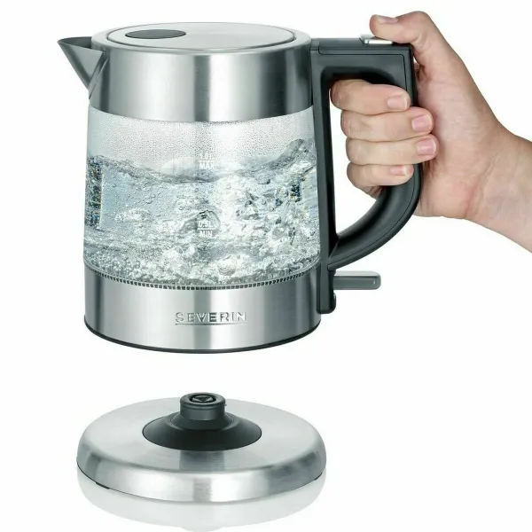 Electric Kettle with LED Light Severin WK 3468 Black Transparent Stainless steel 2200 W 1 L