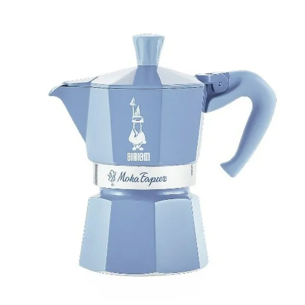 Italian Coffee Pot Bialetti Blue Aluminium Thermoplastic 3 Cups
