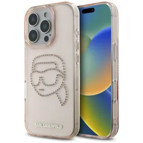 Karl Lagerfeld IML Rhinestones Karl Head - Case for iPhone 16 Pro Max (pink)
