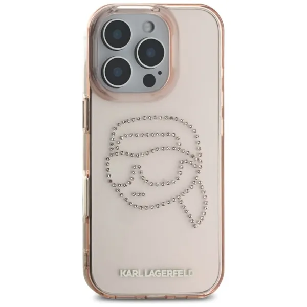 Karl Lagerfeld IML Rhinestones Karl Head - Case for iPhone 16 Pro Max (pink)