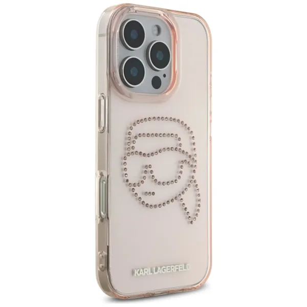 Karl Lagerfeld IML Rhinestones Karl Head - Case for iPhone 16 Pro Max (pink)
