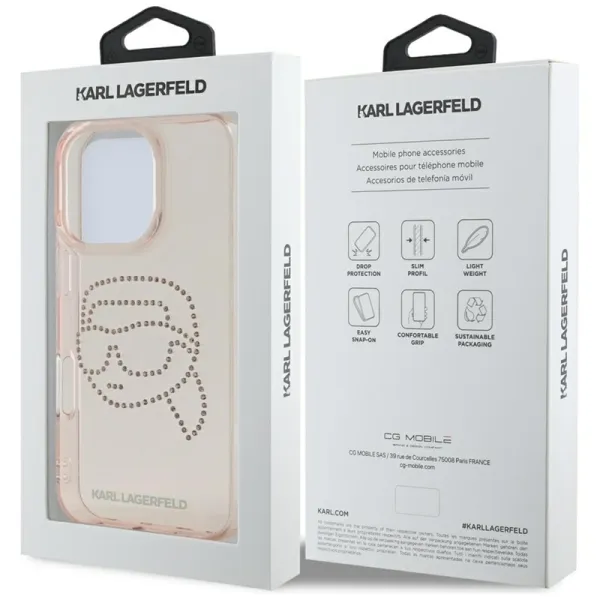 Karl Lagerfeld IML Rhinestones Karl Head - Case for iPhone 16 Pro Max (pink)