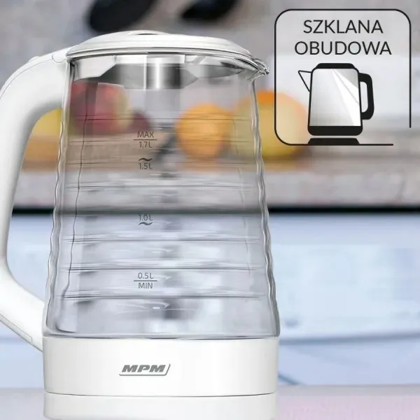 Kettle Mpm MCZ-124 White Glass 2200 W 1,7 L