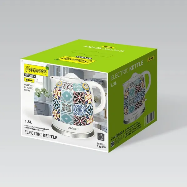 Tējkanna Feel Maestro MR-066-PORTO Balts Keramiska 1500 W 1,5 L