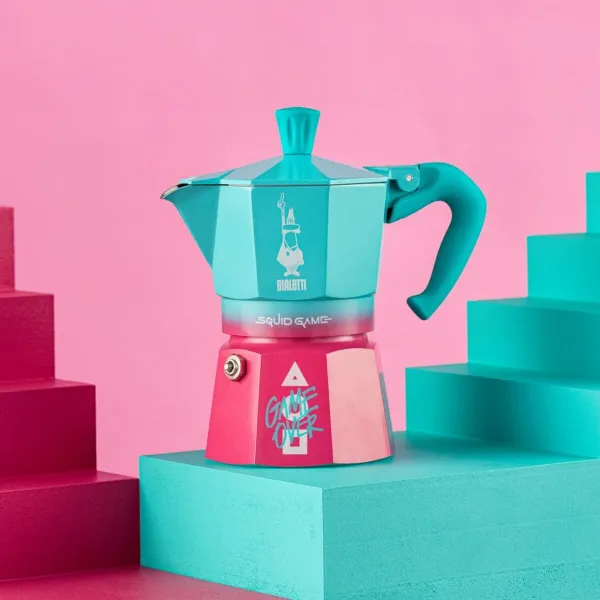 Итальянская Kофеварка Bialetti Синий Розовый Алюминий термопласт 3 Чашки