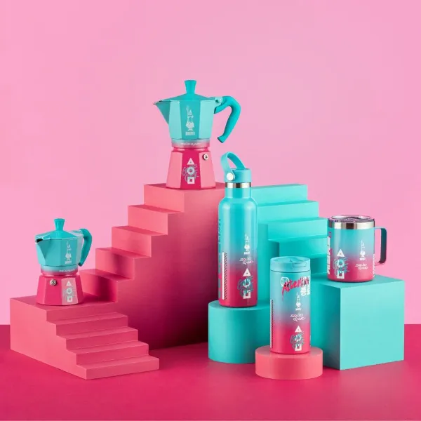 Итальянская Kофеварка Bialetti Синий Розовый Алюминий термопласт 3 Чашки