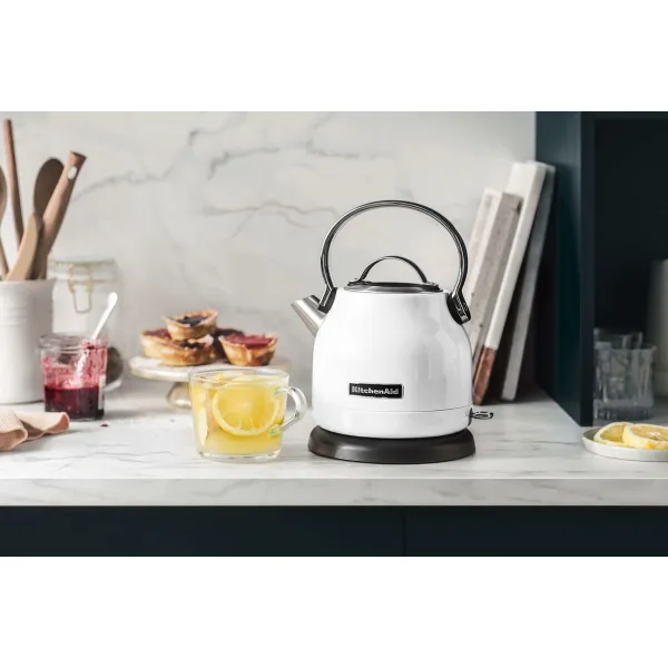 Vedenkeitin ja Elektroninen Teenkeitin KitchenAid 5KEK1222EWH Valkoinen 1,25 L Metalli Ruostumaton teräs