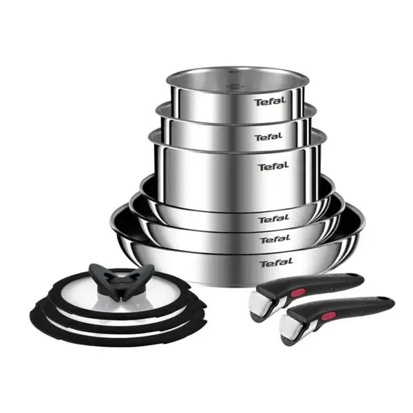Посудный набор Tefal L897SB74 Чёрный Красный Сталь 11 Предметы