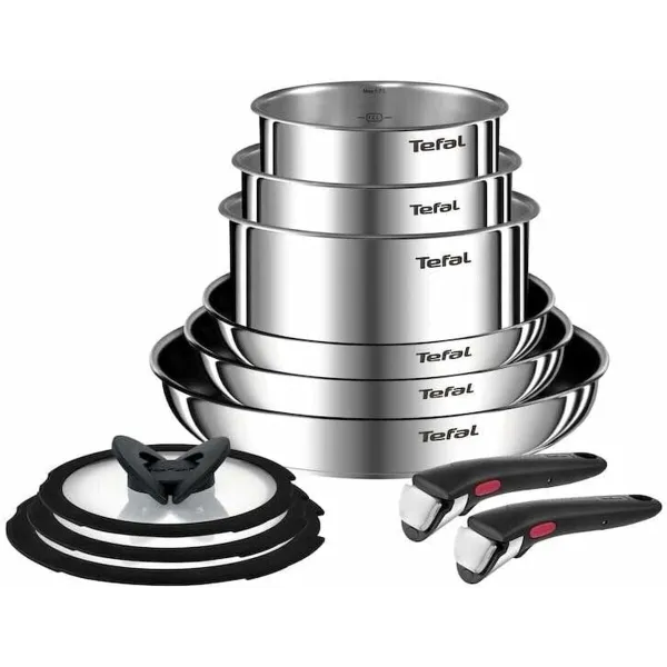 Посудный набор Tefal L897SB74 Чёрный Красный Сталь 11 Предметы