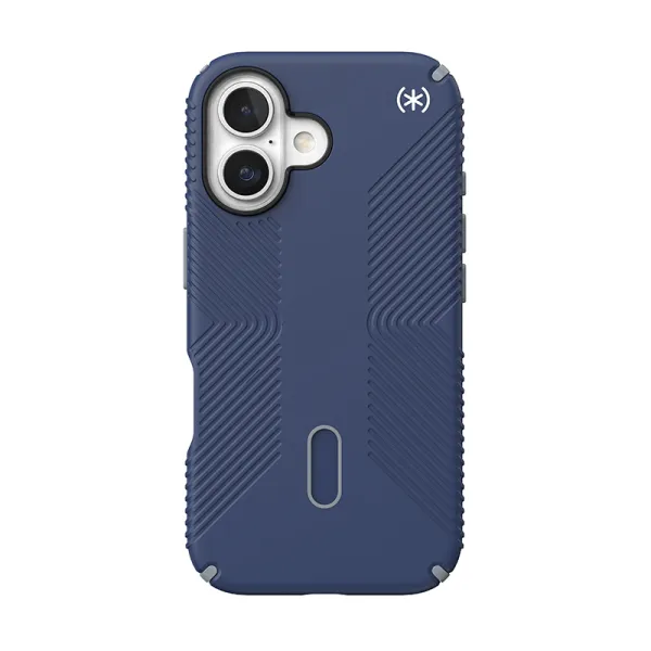 Speck Presidio2 Grip ClickLock & MagSafe - iPhone 16 Case (Coastal Blue / Dust Gray / White)