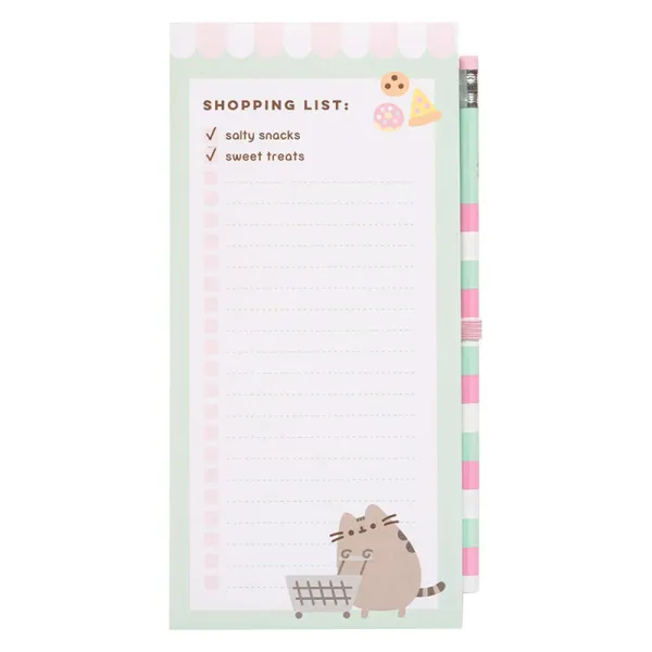 Pusheen - Magnetic notebook / shopping list for the fridge + pencil (10 x 21 cm)