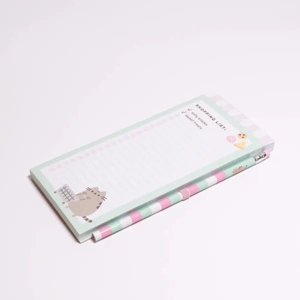 Pusheen - Magnetic notebook / shopping list for the fridge + pencil (10 x 21 cm)
