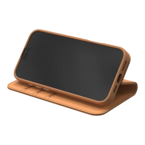 Moshi Overture MagSafe - 3-in-1 Leather Flip Case for iPhone 16 Pro (Caramel Brown)