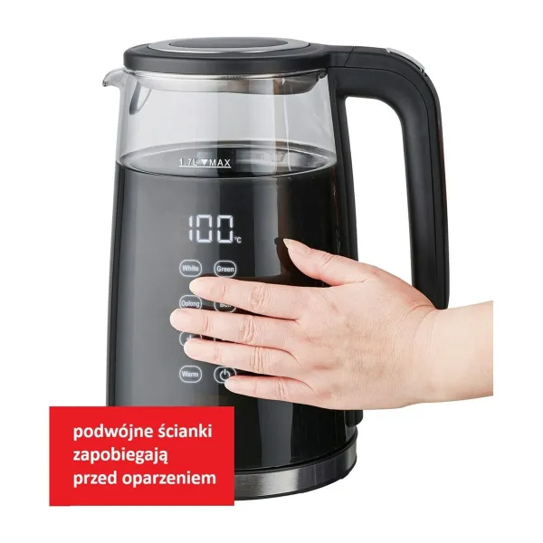 Tējkanna Feel Maestro MR-049 Melns Caurspīdīgs Stikls Borosilikāta glāze 2200 W 1,7 L